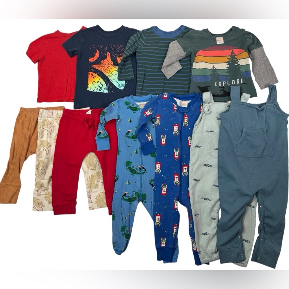 Toddler Boy Clothing Lot 2T – 11 Pieces Shirts Pants Pajamas Rompers